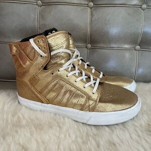 Supra Gold Leather Sneakers with White Accents